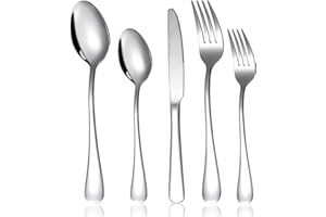 HOENART Besteck Set, 30 teiliges Edelstahl Besteck-Set für 6 Personen, Essbesteck Set mit Messer Gabel Löffel, Tafelbesteck für Haus/Party/Restaurant, Spülmaschinenfest & Rostfrei