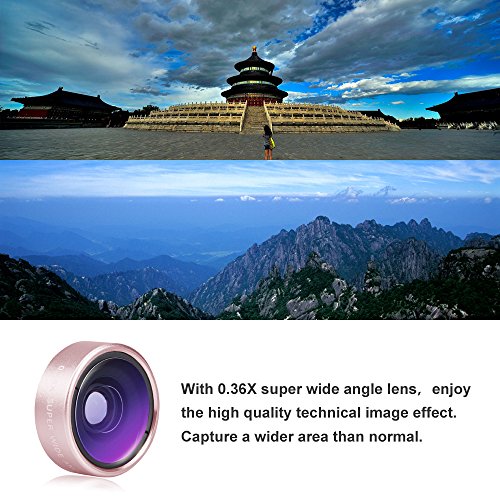 3 in 1 180 Grad Fisheye Fischauge Objektiv Plus 0.36x Super Weitwinkel Objektiv Plus 15X Makroobjektiv, Clip auf Handy Objektiv Kamera Objektiv Kit fÃ¼r Iphone 6s, 6, 5s, Samsung Galaxy und die meisten Smartphones