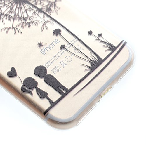 iPhone 7 Hülle,iPhone 7 Case,iPhone 7 Cover,ikasus® TPU Silikon Schutzhülle Case Hülle für iPhone 7,Durchsichtig mit Schwarz Gemalte Muster Handyhülle iPhone 7 Silikon Hülle [Kristallklar Durchsichtig] Stoßdämpfend Transparent TPU Silikon Schutz Handy Hülle Case Tasche Silikon Crystal Case Durchsichtig Schutzhülle Etui Bumper für Apple iPhone 7 (4,7 Zoll) – Schwarz Löwenzahn Rittersporn - 2