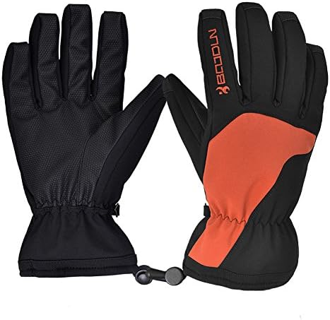 Winter Ski Gloves - Waterproof Snowboard Skiing Full Finger Warm Snow Gloves - Outdoor Windproof Snowproof Camping Hiking Climbing Mountain Bike Trekking Cycling Gloves - Men (Black Orange, L)