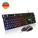Produktbild FLAGPOWER Gaming Tastatur und Maus Set, QWERTZ Deutsche Layout PC Tastatur beleuchtet mit Maus LED Hintergrundbeleuchtung