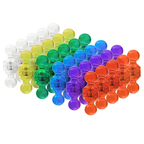 Push Pin Magnete | im praktischen Set (10, 30, 60 oder 120 Stück) | starke Neodym Magnete für Magnettafel, Whiteboard, Kühlschrank etc. | viele Farben wählbar (120 Stück - je 20x Transparent, Blau, Gelb, Lila, Grün, Orange)