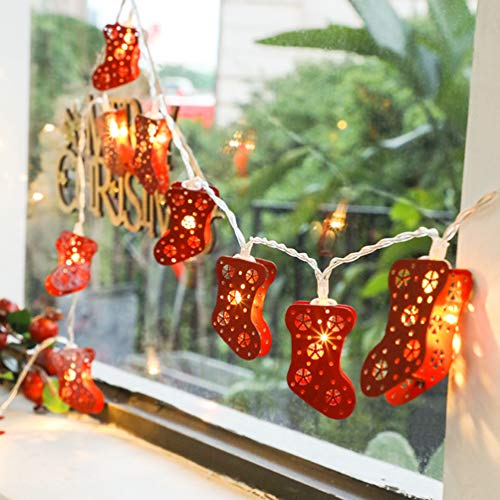 Preisvergleich Produktbild YANJINGHONG Weihnachten Lichterkette,LED-Weihnachtslicht Der Socke,3M Metall Lichterketten Weihnachtsschmuck Schlafzimmer,Weihnachten,Party,Garten... Warme Weiße Lichter),Red