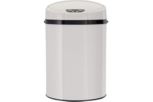 Echtwerk Oficina/baño/cosmética Papelera, Sensor de Movimiento por Infrarrojos, sin Contacto, Cuerpo de Acero Inoxidable, INOX Blanco, pequeño