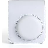 Breatoi PU Leather Camera Case for Mini 12 – Rainproof, Soft, and Stylish in Clay White with Adjustable Shoulder Strap (Camer