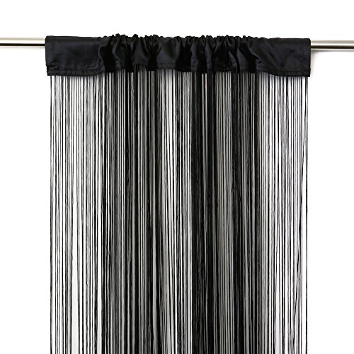 VICTORIA M Leonora Cortina de hilos 100 x 245cm, negro | Set de 2