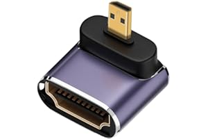 NFHK Kątowy Micro HDMI męski na HDMI 2.1 żeński przedłużacz UHD złoty konwerter adapter wsparcie 8K 60Hz HDTV