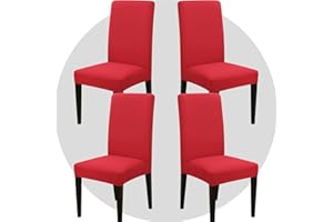 ZHILING Stuhlhussen Bezüge Set von 4 Super Fit Stretch abnehmbare waschbare Esszimmerstuhl Protector Cover Sitzbezug für Hotel, Esszimmer, Zeremonie, Bankett Hochzeitsfeier(Rot)