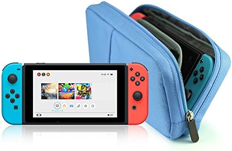 iNepo Nintendo Switch Case Polyester Waterproof Protective Travel Carrying Case Soft Storage Bag (Blue)