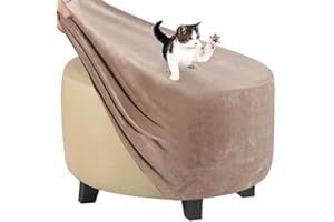 FAIRUO Footstool Slipcover Ottoman Covers Ottoman Footstool Cover Foot Stool Cover Pouffe Cover Footstool Protector Covers Square Rectangle Round Small Large Stretch Jacquard Velvet ( Color : @19 , Size : Ro