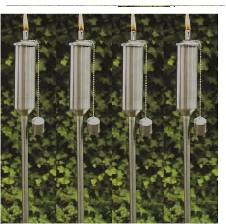 BUVTEC 4er Pack Edelstahl Gartenfackel Set 120 cm mit Sicherheitskappe