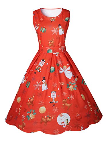 Fastyling Womens Sleeveless Rockabilly Dress With Santa Claus Festive Dress  | Desertcart Aruba