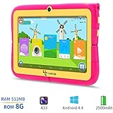 Yuntab Kids Tablet Q88R 7 Inch Allwinner A33,1.5Ghz Quad Core Android 4.4 Tablet PC,512MB+8GB,HD 1024x600,Dual Camera,WiFi,Bluetooth,3D Game,TF Card,Support Parental Control Software - iWawa(Pink)