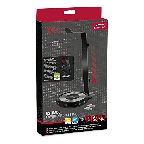 Speedlink SL-800102-BK ESTRADO Multifunktionaler Headset Halter (Soundkarte Kombination, 3 x USB Anschlüsse, Audio-Ausgang und Eingang) schwarz - 3