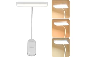 Viitech LED Clip on Reading Light, Eye-Caring Stepless Dimming 3 Color USB Rechargeable Clip Desk Lamp with 360° Flexible Gooseneck, Touch Control Bed Light for in Bed Headboard Office Work Study