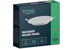 V-TAC VT-61012 Mini pannello led 12W pannello montaggio ad incasso rotondo 110lm/w luce bianco caldo 3000K - 7861