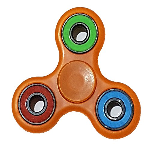 Tri fidget Hand Spinnner,Toy,Stress Reducer Ultra Durable High Speed Bearing Fidget Spinner Finger Toy Perfect For ADD/ADHD/Anxiety/Autism And Stress Relief Adult Children,Office Desk Gadget GLOW IN THE DARK(ORANGE WITH MULTI)