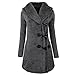 Produktbild Elecenty Dicker Damen Winterparka Mode Winterjacke,Mantel Übergröße Outwear Wintermantel Frauen Winter Warm Jacke Mäntel Knöpfe Oberbekleidung Mit Kapuze Trenchcoat Sweatshirt (S, Grau)