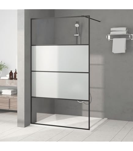 Mampara Ducha Fija + Abatible 40cm Transparente Cristal Templado 8mm Antical - Mampara Fija Perfilería Negro Mate 80cm (Ancho) X 200cm (Alto) | Leroy Merlin