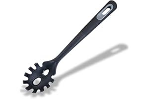 Fackelmann PRO Spaghetti Spoon, Non-Stick Anti-Scratch Plastic Spaghetti Tong, Pronged Pasta Fork with Portion Measure, Serving Spoon, Scoop & Drain Heat-Resistant Utensil to 200 Degree Celsius, 34 cm