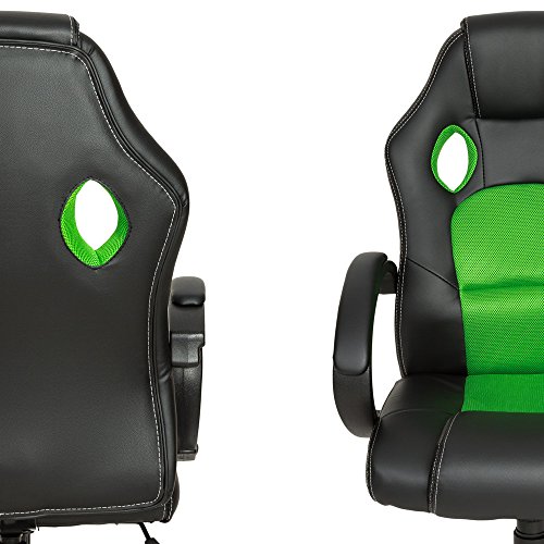 TecTake Silla de escritorio de oficina, Racing - disponible en diferentes colores (Verde)