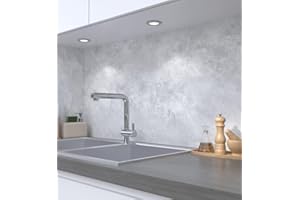 MyMaxxi Küchenrückwand Folie selbstklebend matt - einfache Montage ohne Bohren 0,4mm stark Versteift - Motiv Beton in Marmor Optik 60cm hoch - Spritzschutz Küche Klebefolie - Mauer Wand 220 x 60cm