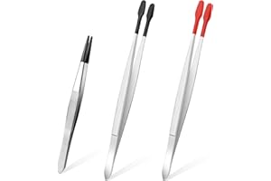IUHRIE 3 Stück Pinzette,mit Gummispitzen,Plastik,Pinzetten Flacher Spitze,Gummi Beschichtete Rutschfeste,Tweezers,Pitzen Kunststoffpinzette,für Labor Schmuck,Basteln,Briefmarken,DIY Herstellung Münzen
