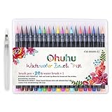 20 COLORES VIBRANTES: Este juego de rotuladores viene con 20 marcadores de color y 1 cepillo de agua.