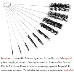 Brosse Bouteille,10 Pièces Brosse de Nettoyage Tube Goupillon Rondelles pour Clavie Éprouvette Bière, Vin, Kombucha, Décanteur, Thermos Bouteilles Flexibles Outils Domicile (Noir)