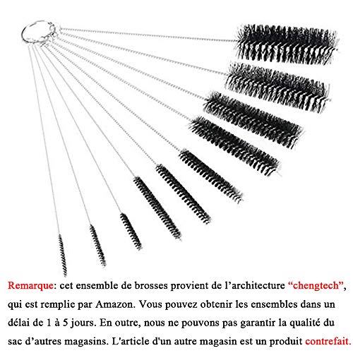 Brosse Bouteille,10 Pièces Brosse de Nettoyage Tube Goupillon Rondelles pour Clavie Éprouvette Bière, Vin, Kombucha, Décanteur, Thermos Bouteilles Flexibles Outils Domicile (Noir)