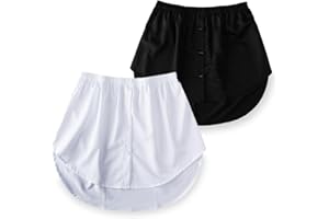 EUPSIIU 2 Piezas Falda Camisa Falsa Mujer Extensores de Camisa, Extensores de Camisa Bajo Capas, Parte Superior Inferior Ajustable con Capas, Extensión de Falda de Blusa (Blanco, Negro)