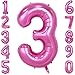 Produktbild 40-Zoll 0-9 in Rosa Nummer Foil Ballons Helium Zahlenballon Luftballon Riesenzahl Party Hochzeit Kindergeburtstag Geburtstag Nummer 3