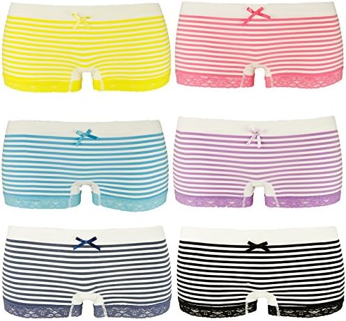 Boxer shorts Underwear Briefs Various Models Pack of 6 Retro Ladies' Women's. Hotpants Panty. Lingerie Hipster Great Quality Size S/M L/XL -  Multicoloured - UK 18