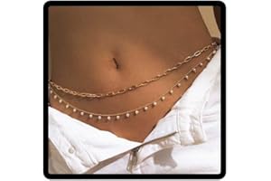 CLATALY Papillon taille chaîne perle ceinture pendentif taille chaîne lettre ventre corps chaîne accessoires corps Summer Beach Night Club Party (Or B)