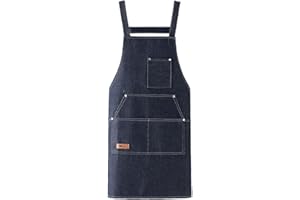 Watwass Grembiule Jeans da Lavoro Lavabile Grembiuli da Cucina Donna Grembiule Barbecue Uomo con Tasca