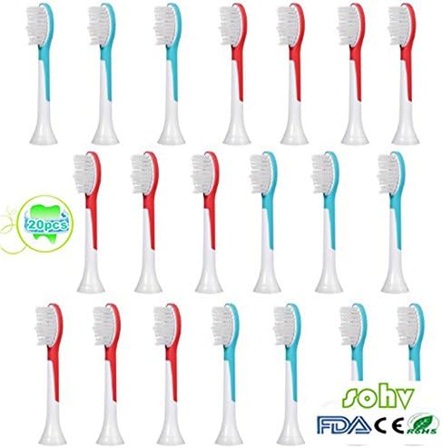 Sohv® Replacement Brush Heads, Compatible with Philips Sonicare HX6044/05/07 13/16 (HX6042) for Kids Replacement Brush Heads for Age 7 + Standard, Set of 4 (Pack of 1) [4,8,12,16,20 Available] Turqoise