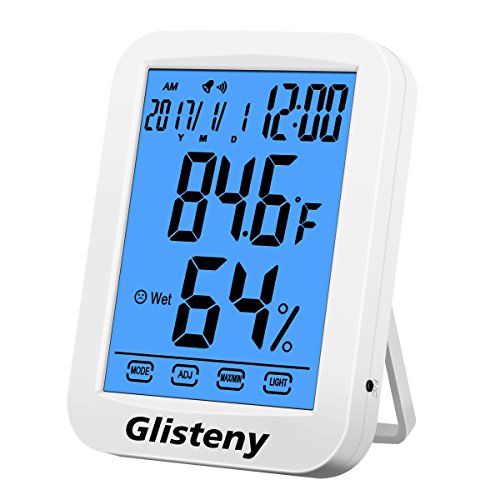 Thermomètre Hygromètre Intérieur,GLISTENYThermomètre Interieur Numérique à écran LCD Tactile,Moniteur de Tempé