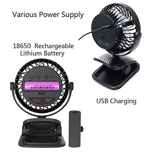 AngLink mini USB Clip Ventilator mit Batteriebetrieben mini Tischventilator Fan | 4 Geschwindigkeitsmodi, Beliebige Rotation | PC, MAC, Notebook optimal für den Schreibtisch, Kinderwagen, Rollstuhl, Schlafzimmer, Camping - 4