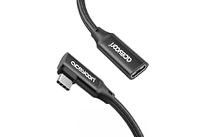aceyoon Przedłużacz USB C, kąt 0,5 m, USB typ C 3.1 Gen2 10 Gb/s, wtyczka na gniazdo, 100 W PD i transmisja wideo 4K 60 Hz, kompatybilny z MacBook Pro/Air,kompatybilny z Galaxy S22/S21/S20
