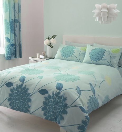 AQUA TEAL & LIME DOUBLE DUVET COVER BED SET