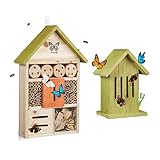 2 tlg. Insektenhotel Set, Schmetterlingshaus Holz,...