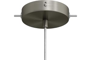 creative cables - Kit rosone cilindrico in Metallo a 1 Foro Centrale e 2 Fori Laterali - Cilindrico, Titanio Satinato