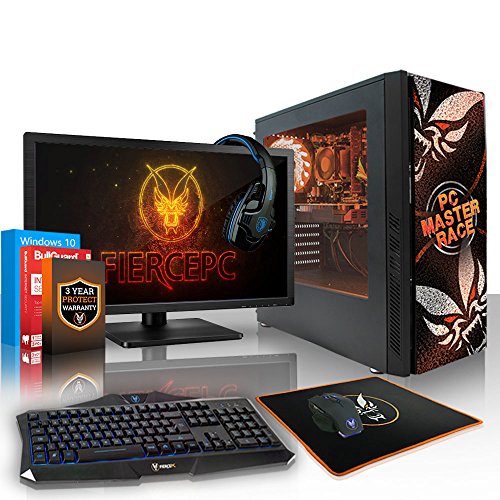 Fierce EXILE RGB Gaming PC Bundle - Schnell 4 x 4GHz Quad Core AMD A-Series 7860K - 1TB Festplatte - 16GB von 1600MHz DDR3 RAM-Speicher - AMD Radeon R7 Integrierte Grafik - HDMI, USB3, Wi-Fi - Perfekter Einstieg in PC-Spiele - Windows 10 installiert - Tastatur (VK/QWERTY) / Maus / 21.5-Zoll-Monitor / Headset - 3 Jahre Garantie - (409848)