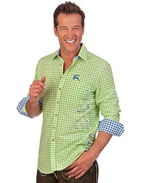 H1436 - Hemd langer Arm - SLIM/REGULAR - ALPENJÄGER - türkis, apfelgrün, flieder