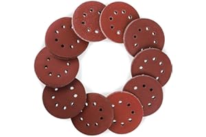 PIQIUQIU 100 dischi abrasivi, 8 fori, 5 pollici, 125 mm, carta vetrata rotonda per levigatrice orbitale (10 x 40/60/80/100/120/180/240/320/400/800)