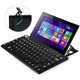 EC Technology Multi-Device Bluetooth Keyboard Ultra-Slim Universal Wireless Portable Keyboard for Android Windows iOS PC Tablet Smartphone with Stand- Black