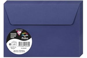 Clairefontaine 5646C – Zestaw 20 kopert samoprzylepnych – Format C6 11,4x16,2cm – 120g – Kolor granatowy – zaproszenia i korespondencja – Kolekcja Pollen – Papier zwykły Premium