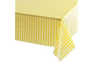YAAVAAW 137*274cm Yellow and White Stripes TableCloth Table Cover Party,Disposable Rectangular Tablecover Plastic Yellow Table Cloth Party for Picnic,Baby Shower,Wedding,Christmas,Birthday Parties Decorations