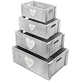 Dieses praktische und stilvolle Holzkisten-Set 'Home' besteht aus 4 Kisten in verschiedenen Größen