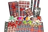 Allied Quality Assured Wrapping Paper Cross Check Sheet Roll with 2 Ribbons, 12 Bows, 10 Cards and 7 Glitter Strikers, 27x18.5 Inches (Pack of 8)